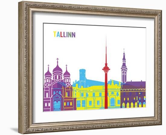 Tallinn Skyline Pop-paulrommer-Framed Art Print