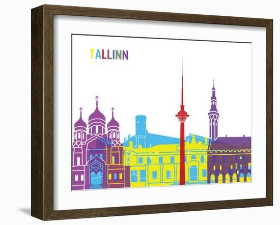 Tallinn Skyline Pop-paulrommer-Framed Art Print