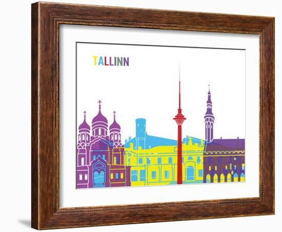 Tallinn Skyline Pop-paulrommer-Framed Art Print