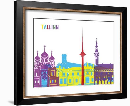 Tallinn Skyline Pop-paulrommer-Framed Art Print