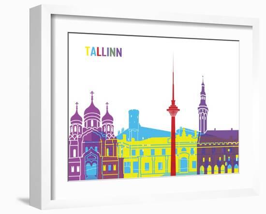 Tallinn Skyline Pop-paulrommer-Framed Art Print