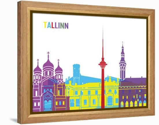 Tallinn Skyline Pop-paulrommer-Framed Stretched Canvas