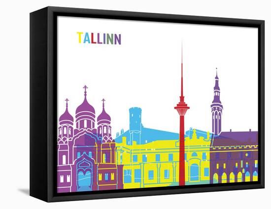 Tallinn Skyline Pop-paulrommer-Framed Stretched Canvas