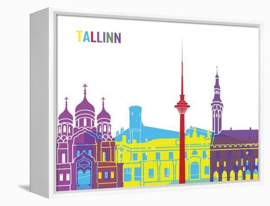 Tallinn Skyline Pop-paulrommer-Framed Stretched Canvas