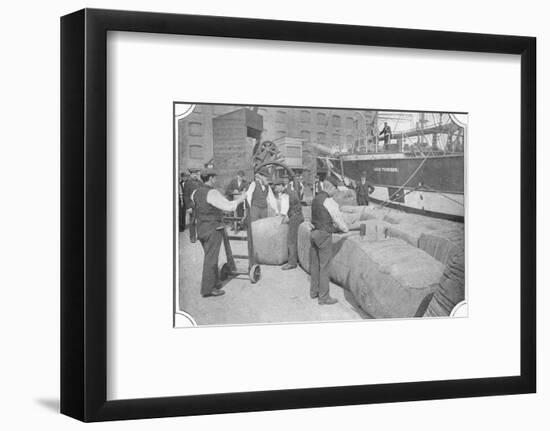 Tallying wool bales at London Docks, c1900 (1901)-Unknown-Framed Photographic Print