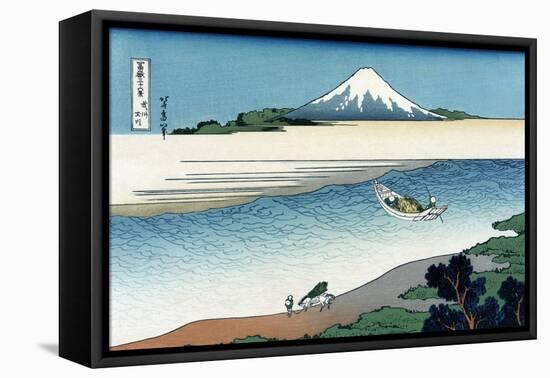 Tama River in Musashi Province-Katsushika Hokusai-Framed Stretched Canvas