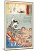 Tamakatzura Tamatori Attacked By The Octopus-Utagawa Kuniyoshi-Mounted Art Print