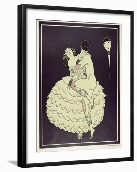 Tamara Karsavina (1885-1978) as Columbine and Vaslav Nijinsky (1890-1950) a-Georges Barbier-Framed Giclee Print