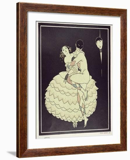 Tamara Karsavina (1885-1978) as Columbine and Vaslav Nijinsky (1890-1950) a-Georges Barbier-Framed Giclee Print