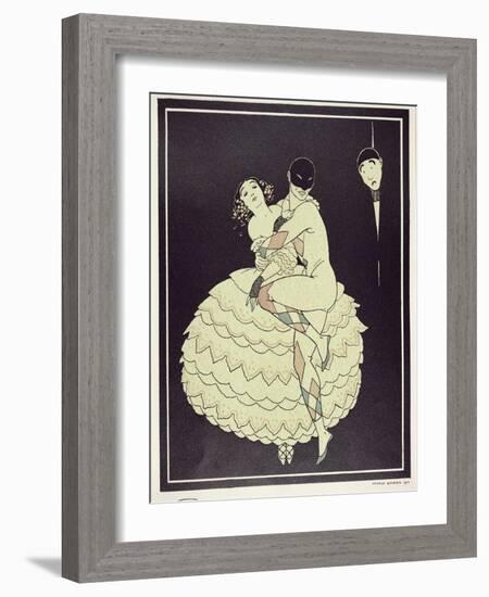 Tamara Karsavina (1885-1978) as Columbine and Vaslav Nijinsky (1890-1950) a-Georges Barbier-Framed Giclee Print