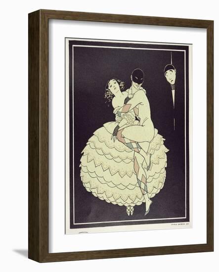 Tamara Karsavina (1885-1978) as Columbine and Vaslav Nijinsky (1890-1950) a-Georges Barbier-Framed Giclee Print