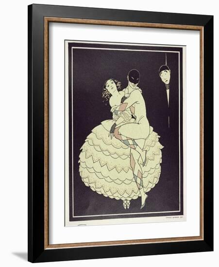 Tamara Karsavina (1885-1978) as Columbine and Vaslav Nijinsky (1890-1950) a-Georges Barbier-Framed Giclee Print