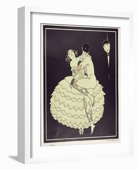 Tamara Karsavina (1885-1978) as Columbine and Vaslav Nijinsky (1890-1950) a-Georges Barbier-Framed Giclee Print