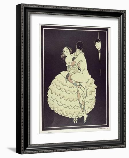 Tamara Karsavina (1885-1978) as Columbine and Vaslav Nijinsky (1890-1950) a-Georges Barbier-Framed Giclee Print