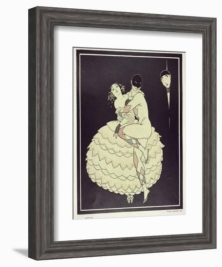 Tamara Karsavina (1885-1978) as Columbine and Vaslav Nijinsky (1890-1950) a-Georges Barbier-Framed Giclee Print