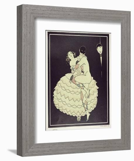 Tamara Karsavina (1885-1978) as Columbine and Vaslav Nijinsky (1890-1950) a-Georges Barbier-Framed Giclee Print