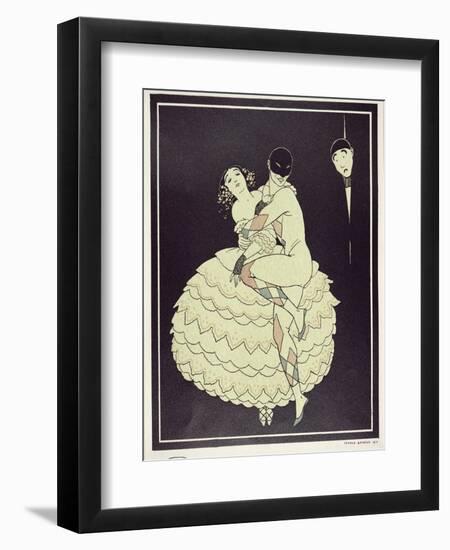 Tamara Karsavina (1885-1978) as Columbine and Vaslav Nijinsky (1890-1950) a-Georges Barbier-Framed Giclee Print