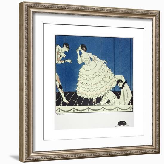 Tamara Karsavina (1885-1978) as Columbine, Vaslav Nijinsky (1890-1950) as Harlequin and Adolph…-Georges Barbier-Framed Giclee Print