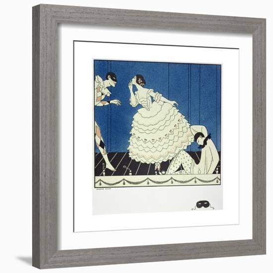 Tamara Karsavina (1885-1978) as Columbine, Vaslav Nijinsky (1890-1950) as Harlequin and Adolph…-Georges Barbier-Framed Giclee Print