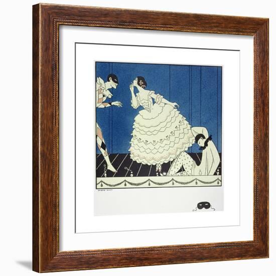 Tamara Karsavina (1885-1978) as Columbine, Vaslav Nijinsky (1890-1950) as Harlequin and Adolph…-Georges Barbier-Framed Giclee Print