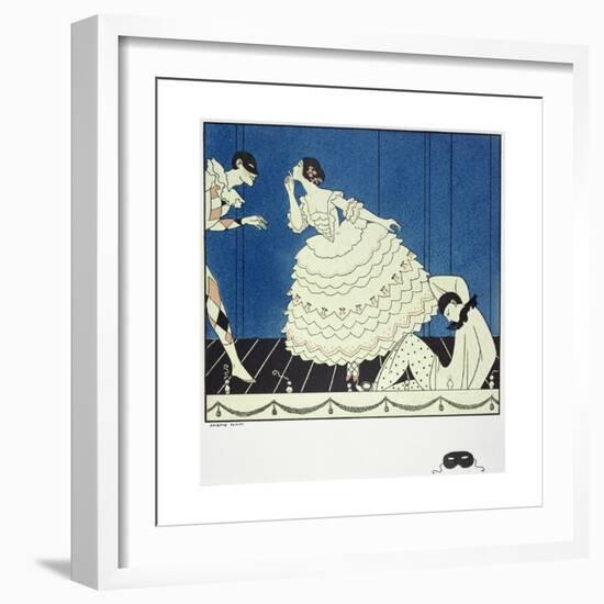 Tamara Karsavina (1885-1978) as Columbine, Vaslav Nijinsky (1890-1950) as Harlequin and Adolph…-Georges Barbier-Framed Giclee Print