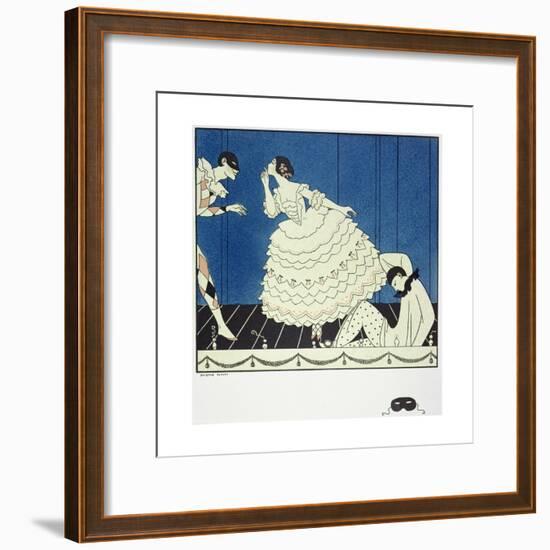 Tamara Karsavina (1885-1978) as Columbine, Vaslav Nijinsky (1890-1950) as Harlequin and Adolph…-Georges Barbier-Framed Giclee Print