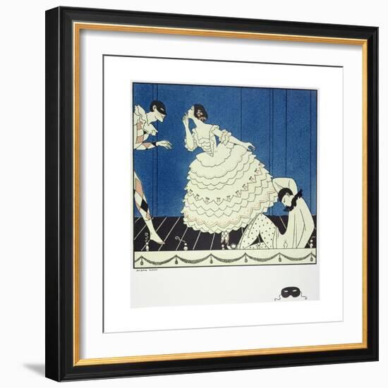 Tamara Karsavina (1885-1978) as Columbine, Vaslav Nijinsky (1890-1950) as Harlequin and Adolph…-Georges Barbier-Framed Giclee Print