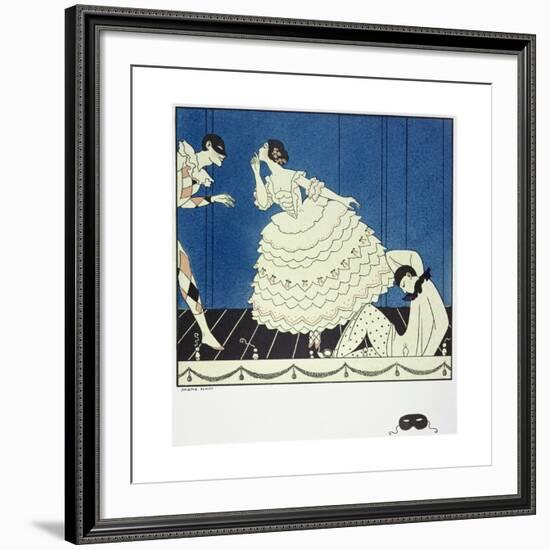 Tamara Karsavina (1885-1978) as Columbine, Vaslav Nijinsky (1890-1950) as Harlequin and Adolph…-Georges Barbier-Framed Giclee Print