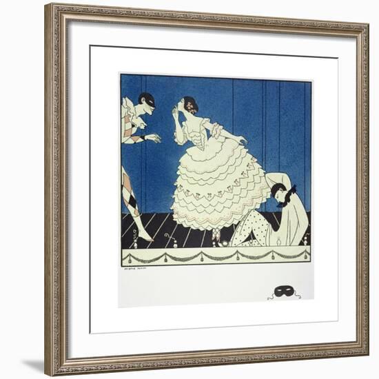 Tamara Karsavina (1885-1978) as Columbine, Vaslav Nijinsky (1890-1950) as Harlequin and Adolph…-Georges Barbier-Framed Giclee Print