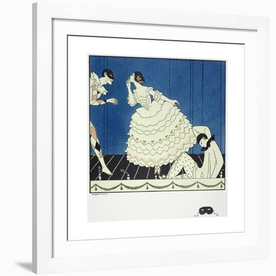 Tamara Karsavina (1885-1978) as Columbine, Vaslav Nijinsky (1890-1950) as Harlequin and Adolph…-Georges Barbier-Framed Giclee Print