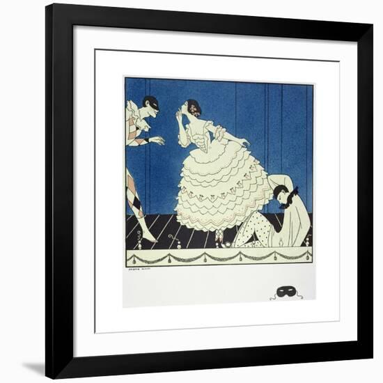 Tamara Karsavina (1885-1978) as Columbine, Vaslav Nijinsky (1890-1950) as Harlequin and Adolph…-Georges Barbier-Framed Giclee Print