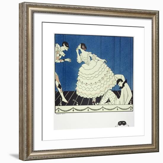 Tamara Karsavina (1885-1978) as Columbine, Vaslav Nijinsky (1890-1950) as Harlequin and Adolph…-Georges Barbier-Framed Giclee Print