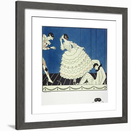 Tamara Karsavina (1885-1978) as Columbine, Vaslav Nijinsky (1890-1950) as Harlequin and Adolph…-Georges Barbier-Framed Giclee Print