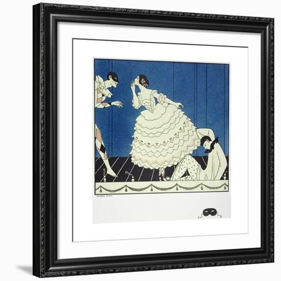 Tamara Karsavina (1885-1978) as Columbine, Vaslav Nijinsky (1890-1950) as Harlequin and Adolph…-Georges Barbier-Framed Giclee Print