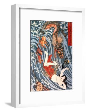 Painting Fantasy Scene Mitsukini Defies Skeleton Utagawa Kuniyoshi Framed Print