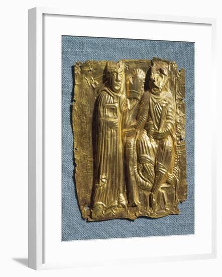 Tamdrup Plates, Embossed Gold Depicting Bishop Poppo, Who Converted King Harald to Christianity-null-Framed Giclee Print