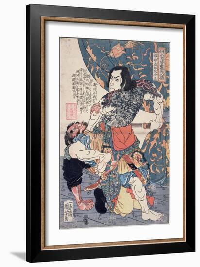 Tameijiro Genshogo Slaying Orin, from the Series '108 Chinese Heroes of the 'Suikoden' ('Tsuzoku…-Kuniyoshi Utagawa-Framed Giclee Print