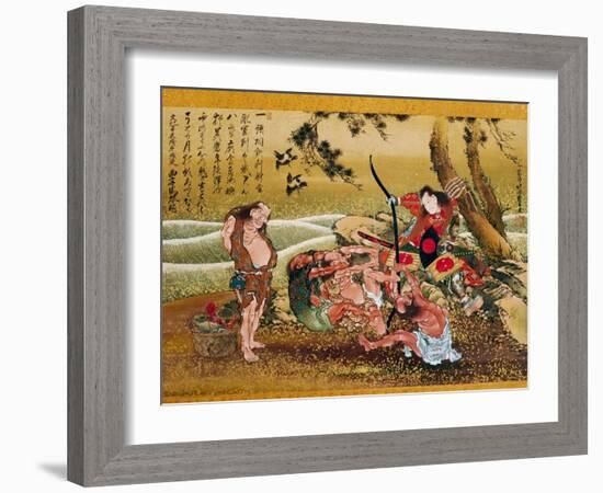 Tametomo and the Inhabitants of Onigashima Island, Detail-Katsushika Hokusai-Framed Art Print