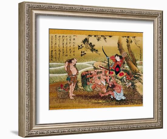 Tametomo and the Inhabitants of Onigashima Island, Detail-Katsushika Hokusai-Framed Premium Giclee Print