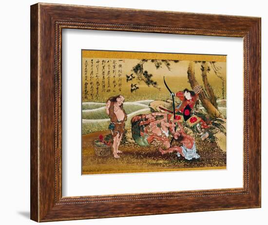 Tametomo and the Inhabitants of Onigashima Island, Detail-Katsushika Hokusai-Framed Premium Giclee Print