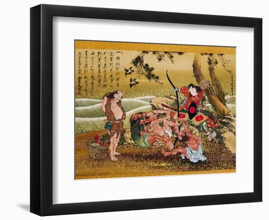 Tametomo and the Inhabitants of Onigashima Island, Detail-Katsushika Hokusai-Framed Premium Giclee Print