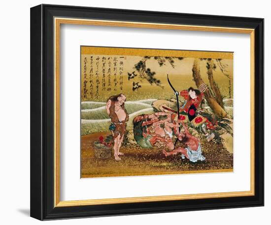 Tametomo and the Inhabitants of Onigashima Island, Detail-Katsushika Hokusai-Framed Premium Giclee Print