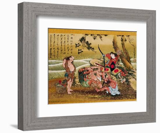 Tametomo and the Inhabitants of Onigashima Island, Detail-Katsushika Hokusai-Framed Art Print