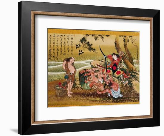 Tametomo and the Inhabitants of Onigashima Island, Detail-Katsushika Hokusai-Framed Art Print