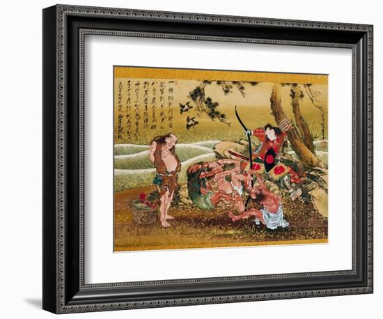 Tametomo and the Inhabitants of Onigashima Island, Detail-Katsushika Hokusai-Framed Art Print