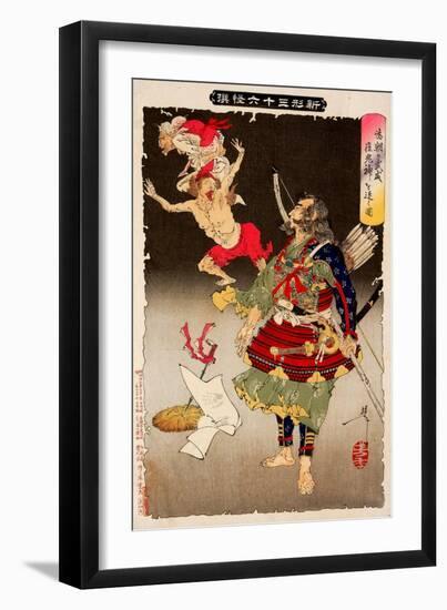 Tametomo's Ferocity Drives Away the Smallpox Demons, Thirty-Six Transformations-Yoshitoshi Tsukioka-Framed Giclee Print