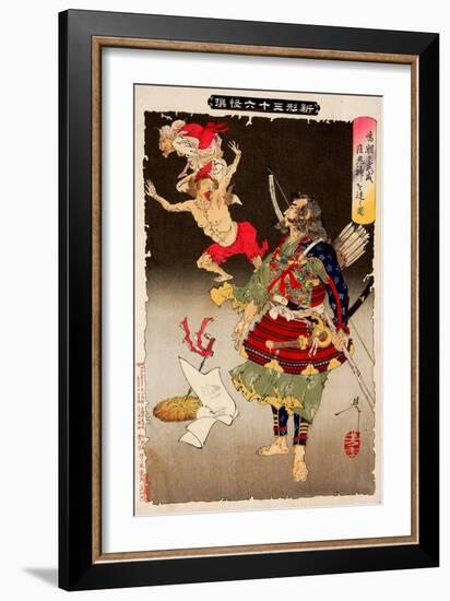 Tametomo's Ferocity Drives Away the Smallpox Demons, Thirty-Six Transformations-Yoshitoshi Tsukioka-Framed Giclee Print