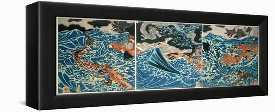 Tametomo's Shipwreck, Pub. C.1836, (Colour Woodblock Print)-Kuniyoshi Utagawa-Framed Premier Image Canvas
