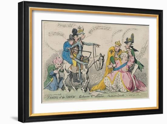 Taming of the Shrew: Katherine and Petruchio, or the Modern Quixote, Published by S.W. Fores in…-James Gillray-Framed Giclee Print