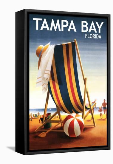 Tampa Bay, Florida - Beach Chair and Ball-Lantern Press-Framed Stretched Canvas